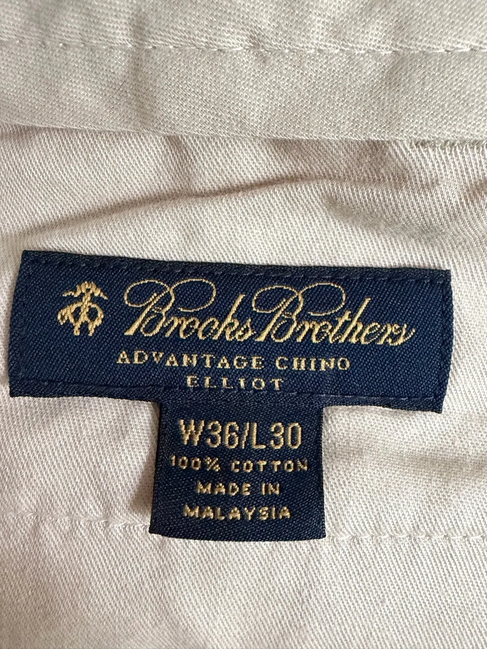 Brooks Brothers Advantage Chino Elliott Pleated Pants Men’s 36x30 Beige Cotton